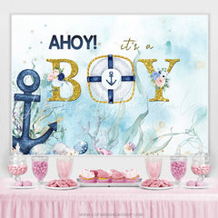 Lofaris Sea Blue Plants Glitter Its A Boy Baby Shower Backdrop