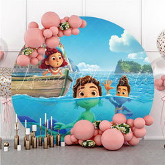 Lofaris Sea Boat And Little Boys Round Happy Birthday Backdrop