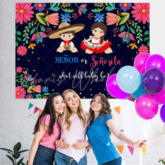 Lofaris Senor Or Senorita And Floral Baby Shower Backdrop