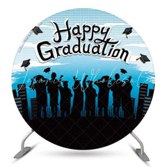 Lofaris Shadow Blue Sky Round Happy Graduation Backdrop Cover