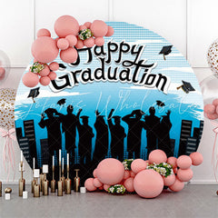 Lofaris Shadow Blue Sky Round Happy Graduation Backdrop Cover