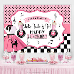 Lofaris Shake Rattle And Roll Pink Happy Birthday Backdrop