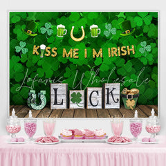 Lofaris Shamrock Good Luck With Wooden Floor Green Backdrop