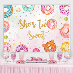 Lofaris Shes Two Sweet Color Donuts Birthday Backdrop for Girls