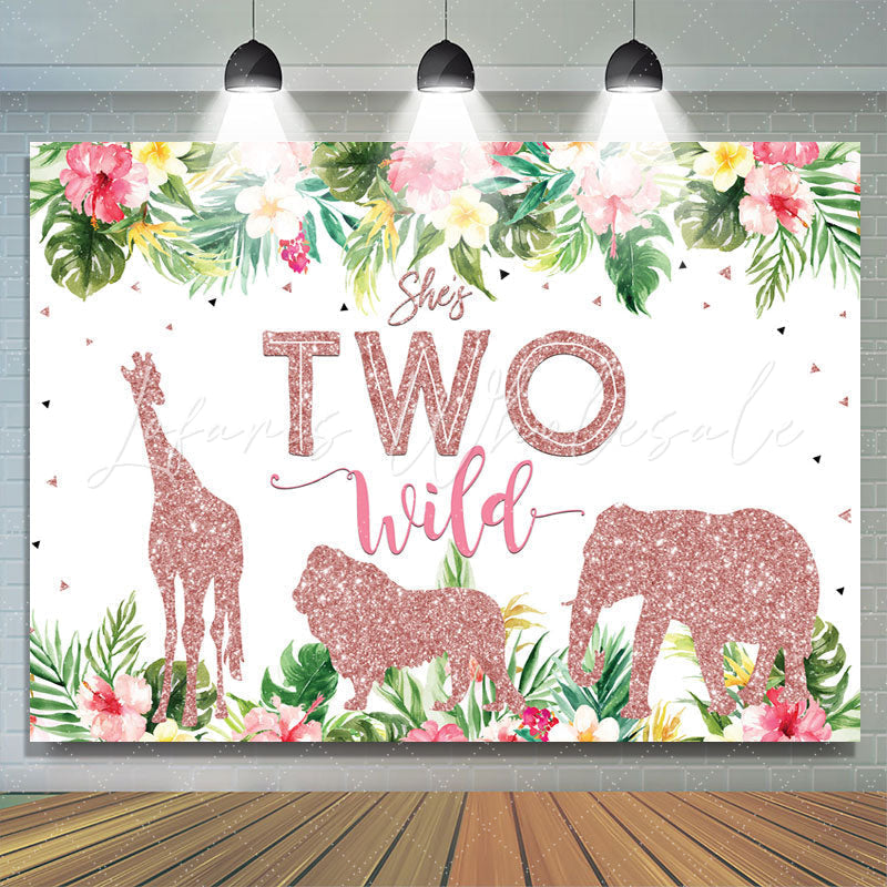 Lofaris Shes Two Wild Floral Pink Bokeh 2Rd Birthday Backdrop