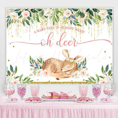 Lofaris Sika Deer And Flower Baby Shower Backdrop For Girl