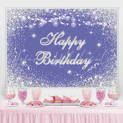 Lofaris Silver And Blue Glitter Bokeh Happy Birthday Backdrop