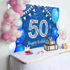 Lofaris Silver Blue Balloons 50th Birthday Party Backdrop