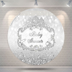 Lofaris Silver Crown Glitter Circle Baby Shower Backdrop