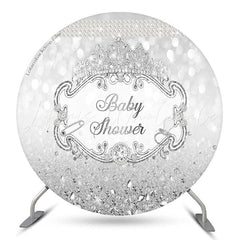 Lofaris Silver Crown Glitter Circle Baby Shower Backdrop