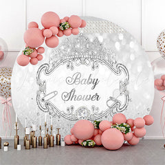 Lofaris Silver Crown Glitter Circle Baby Shower Backdrop