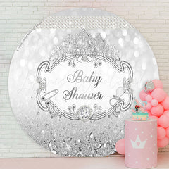 Lofaris Silver Crown Glitter Circle Baby Shower Backdrop