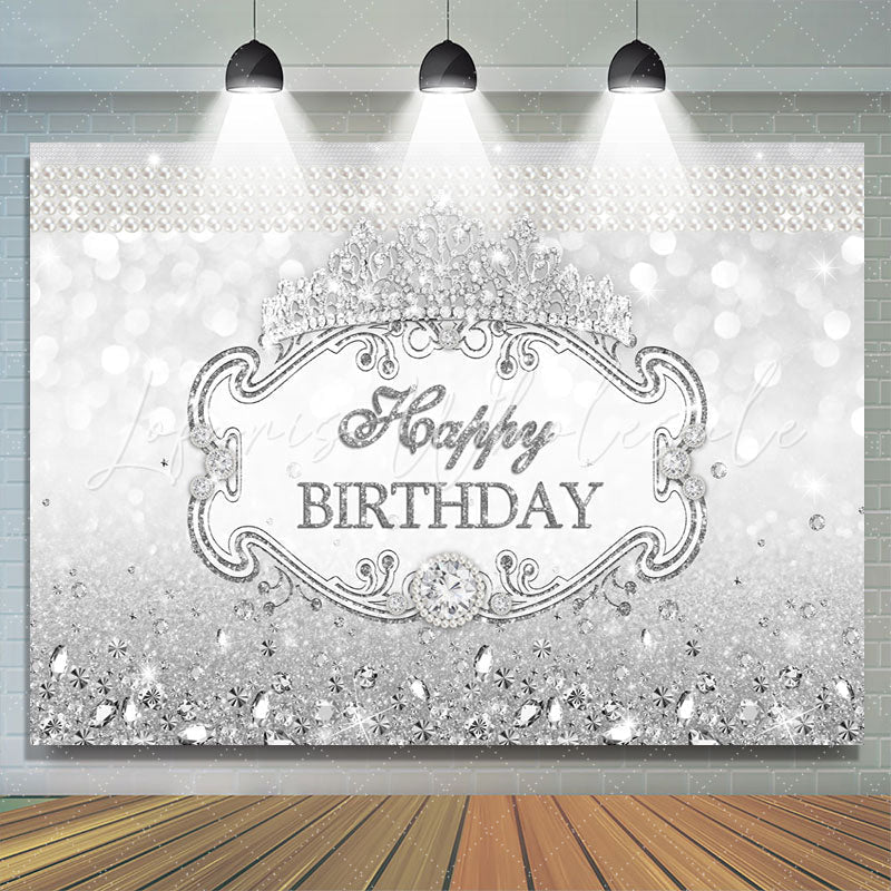 Lofaris Silver Diamond Royal Crown Princess Birthday Backdrop