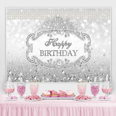 Lofaris Silver Diamond Royal Crown Princess Birthday Backdrop