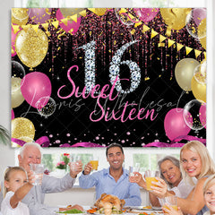 Lofaris Silver Diamonds And Glitter Sweet 16 Birthday Backdorp