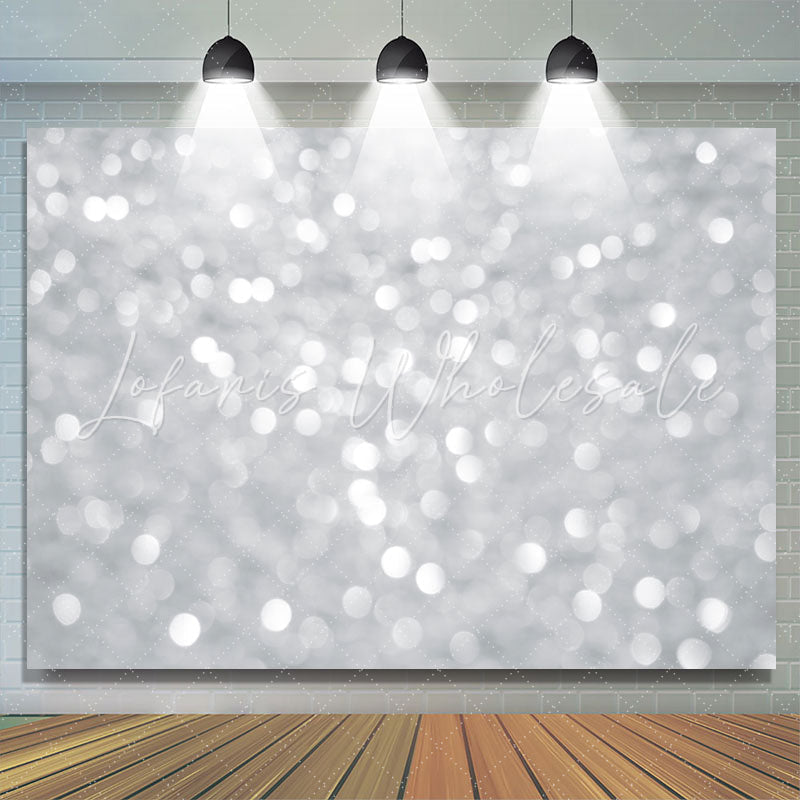 Lofaris Silver Shiny Glitter Bokeh Simple Birthday Party Backdrop