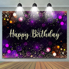 Lofaris Simple Black Bokeh Glitter Happy Birthday Backdrop