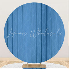 Lofaris Simple Blue And Wooden Circle Backdrop For Holiday