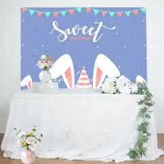 Lofaris Simple Blue Cute Rabbit Ears Sweet Birthday Backdrop