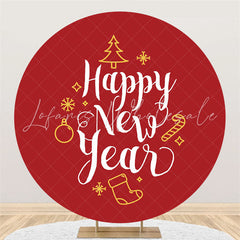 Lofaris Simple Circle Christmas Theme Happy New Year Backdrop