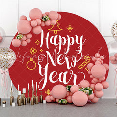 Lofaris Simple Circle Christmas Theme Happy New Year Backdrop