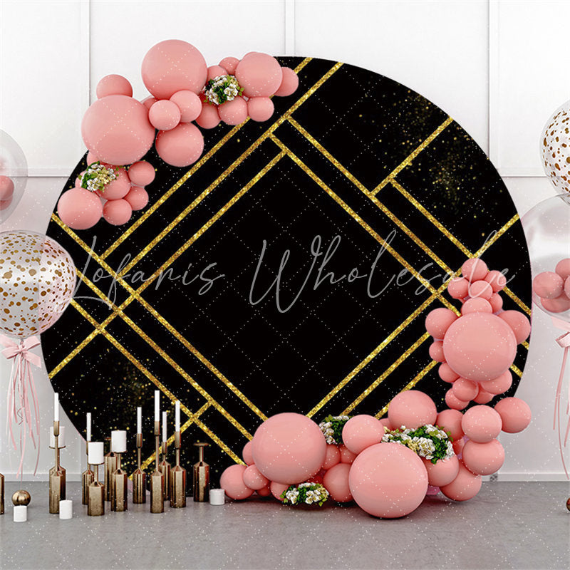 Lofaris Simple Glitter Gold And Black Lines Circle Backdrop