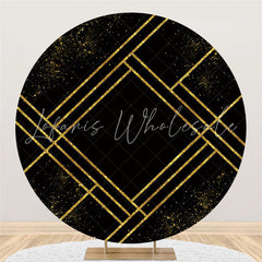 Lofaris Simple Glitter Gold And Black Lines Circle Backdrop