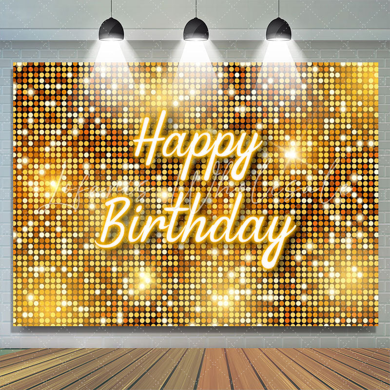 Lofaris Simple Gold Sparkling Sequin Happy Birthday Backdrop