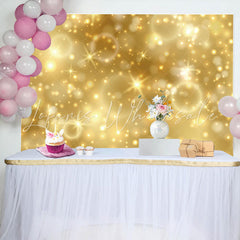 Lofaris Simple Golden Sparkle Bokeh Happy Birthday Backdrop