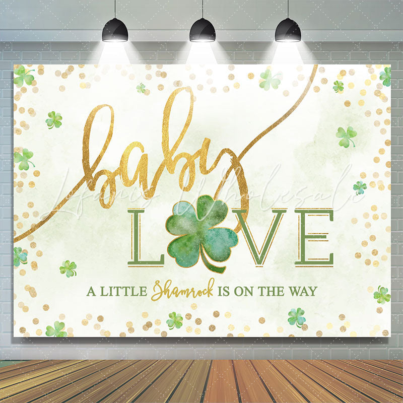 Lofaris Simple Green Clover Lovely Baby Shower Backdrop