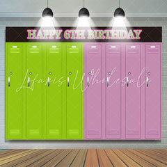 Lofaris Simple Green Pink Locker Happy 6Th Birthday Backdrop