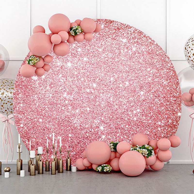 Lofaris Simple Rose Gold Glitter Round Birthday Backdrop