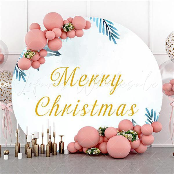 Lofaris Simple White Round Chrismas And New Year Party Backdrop