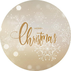 Lofaris Simple White Snowflake Round Merry Chrismas Backdrop