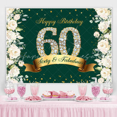 Lofaris Sixty And Fabulous Floral Glitter Birthday Backdrop