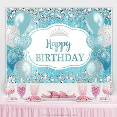 Lofaris Sky Blue Balloons And Silver Diamonds Birthday Backdrop