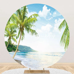 Lofaris Sky Cloud Trees Hawaii Beach Round Birthday Backdrop