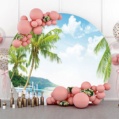 Lofaris Sky Cloud Trees Hawaii Beach Round Birthday Backdrop