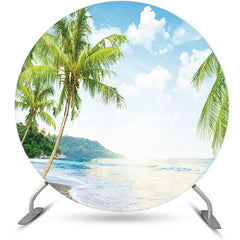 Lofaris Sky Cloud Trees Hawaii Beach Round Birthday Backdrop