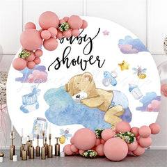 Lofaris Sleep On The Cloud Bear Round Baby Shower Backdrop