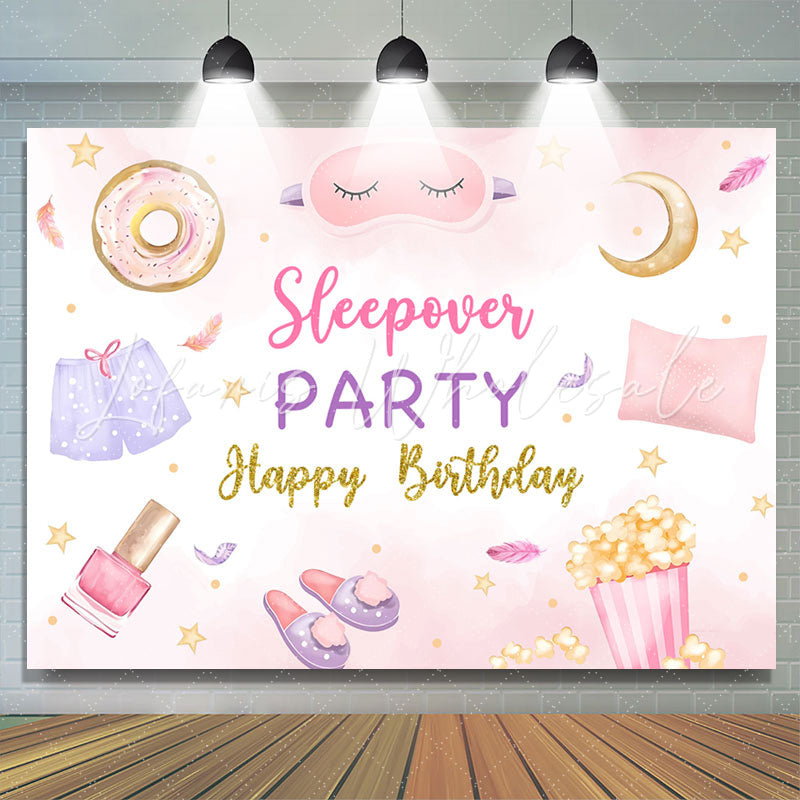 Lofaris Sleepover Party Dessert Girls Birthday Backdrop