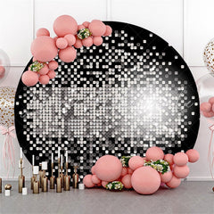 Lofaris Sliver And Black Bokeh Round Birthday Party Backdrop