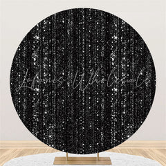 Lofaris Silver Bokeh Glitter And Black Round Birthday Backdrop