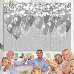 Lofaris Silver Bokeh Glitter Balloons Happy Birthday Backdrop