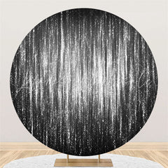 Lofaris Silver Bright Glitter Round Black Birthday Backdrop