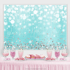 Lofaris Silver Diamonds Bokeh Sea Blue Birthday Party Backdrop