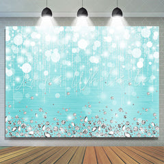 Lofaris Silver Diamonds Bokeh Sea Blue Birthday Party Backdrop