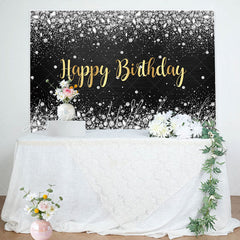 Lofaris Sliver Glitter Diamond Gold Letter Birthday Backdrop