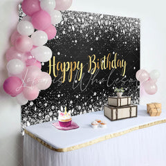 Lofaris Sliver Glitter Diamond Gold Letter Birthday Backdrop