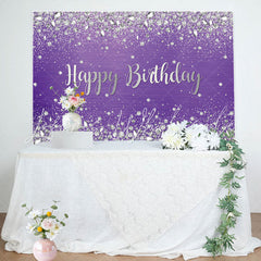 Lofaris Sliver Glitter Diamond Purple Birthday Backdrop